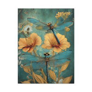Light Teal Dragonflies — Fine Art Print on Canvas