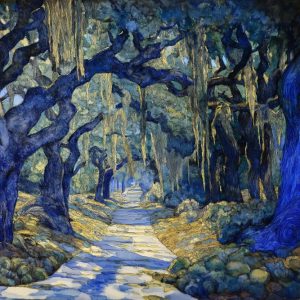 Savannah Georgia Live Oaks and Spanish Moss Landscape - Matte Canvas Wall Art