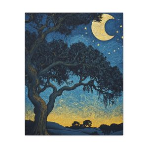 Starry Night in Savannah — Live Oak Night Landscape Canvas Print