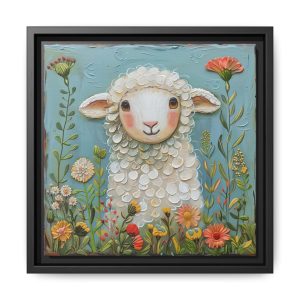 Little Lamb in the Garden — Framed Children’s Canvas Print