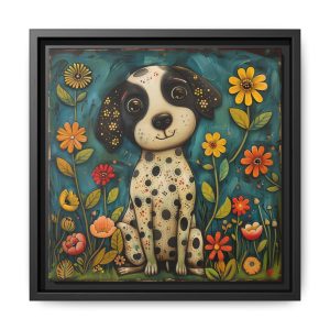 Little Puppy in the Garden — Framed Children’s Canvas Print