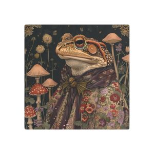The Dapper Frog — Whimsical Frog & Mushroom Metal Print