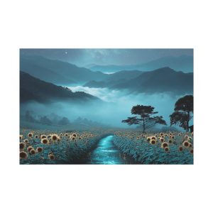 Follow the Shimmering Road — Sunflower Mountain Landscape Canvas Print